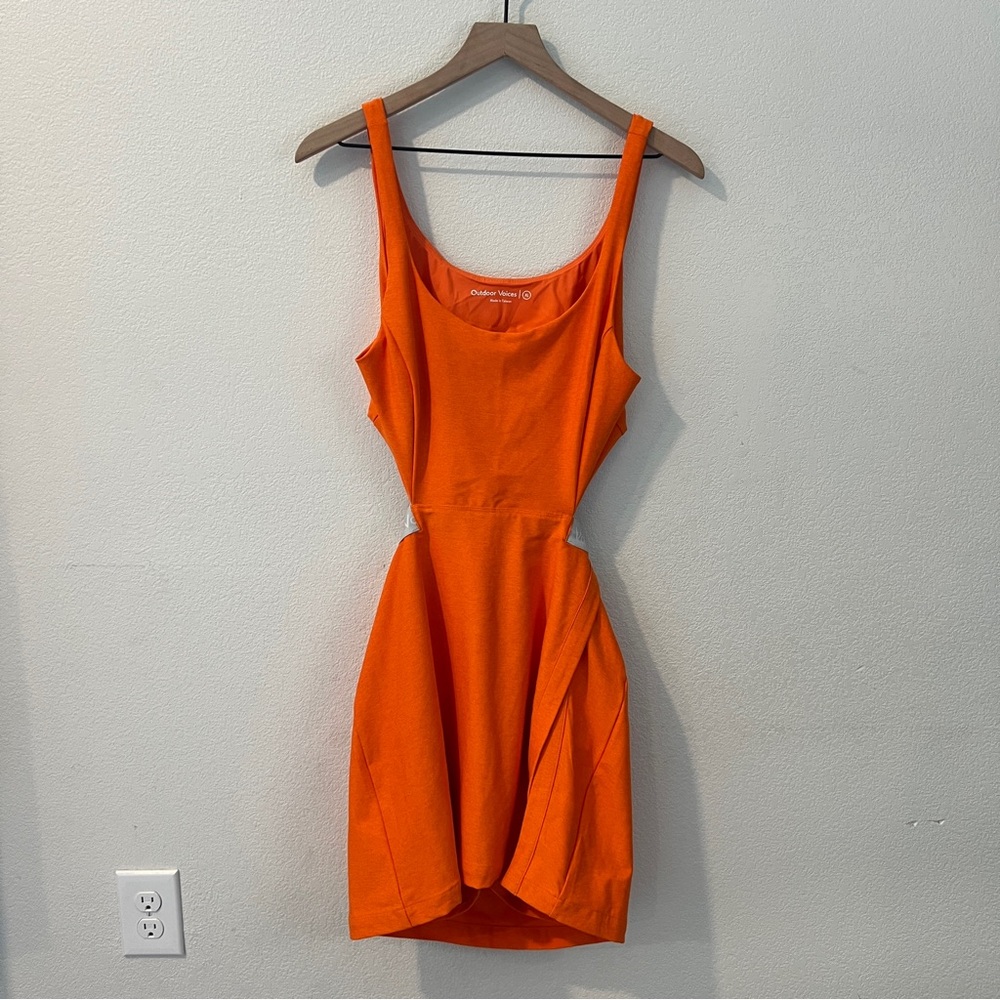 OUTDOOR VOICES Court Cutout Tennis Dress In Clementine Orange Size XL